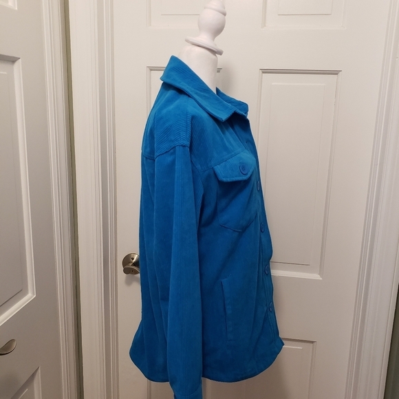 EC Avec Les Filles Bright Blue Wide Rail Corduroy Jacket Size Small, Casual - Picture 6 of 10